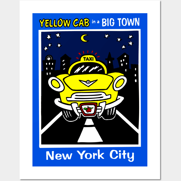 Yellow Cab New York Kids Souvenir T-shirt Wall Art by FireflyCreative